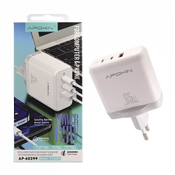 Chargeur Super Ultra Rapide 65w 2 Type-C 1 USB Apokin PC806Y