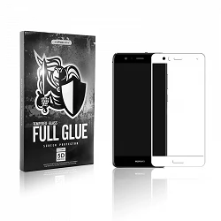 Protecteur d'écran incurvé en verre trempé 5D Full Glue pour Huawei P10 Lite Blanc