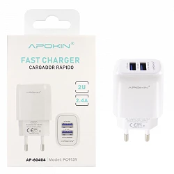 Chargeur Entrée Secteur Câble USB-A 2.4 A Type-C APOKIN PC802C - Blanc