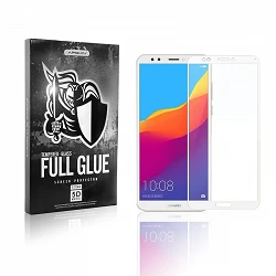 Protecteur d'écran incurvé blanc en verre trempé Huawei Y5 2018 Full Glue 5D
