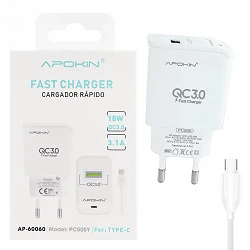 Chargeur USB-A 18W/3.1A Cable de type C APOKIN Pour les produits de la catégorie 1