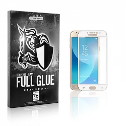Protecteur d'écran incurvé en verre trempé 5D Full Glue pour Samsung Galaxy J3 2017 Blanc