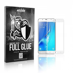 Protecteur d'écran incurvé en verre trempé 5D Full Glue pour Samsung Galaxy J4 2018 Blanc