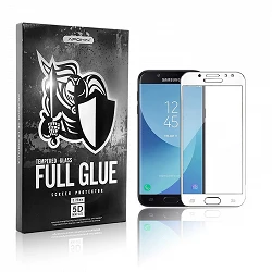 Protecteur d'écran incurvé en verre trempé 5D Full Glue pour Samsung Galaxy J5 2017 Blanc