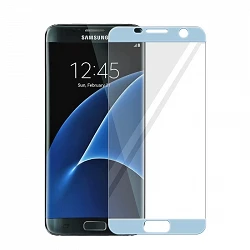 Protecteur d'écran Samsung Galaxy S7 Edge en verre trempé incurvé bleu