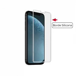 Protecteur d'écran en verre trempé pour iPhone XS Max bord en silicone transparent
