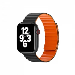 WIWU Correa Silicona para Apple Watch 42/44/45/49 mm Negro Naranja