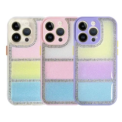 Coque Silicone tricolore brillant pour iPhone 14 Pro Max 3 couleurs